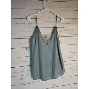 Free People Intimately Sage Green Deep V - Neck Lace Lined Camisole Top  XS